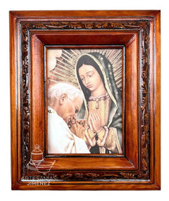 Cuadro Juan Pablo Segundo Y Virgen De Guadalupe Nogal C09 Nogal