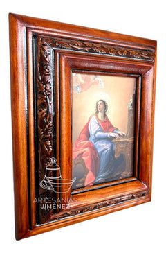 Cuadro Rostro De Jesus Color Nogal Madera De Pino 22x19 Cm Color Nogal