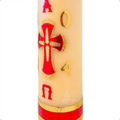 Cirio Pascual Cera De Abeja Decorado 15x60 Cm Blanco Decorado Cirio Pascual Alfa Y Omega Año 2024