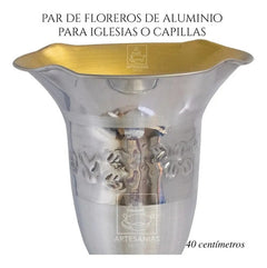 Floreros O Jarrones 40 Cm (par) Iglesia O Capilla Plateado Tulipán