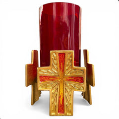 Candeleros Portavela Para El Altar De Sacrificio (2 Piezas) Rojo Y Dorado
