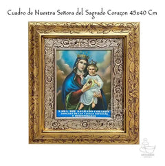 Cuadro N. Señora Del Sagrado Corazón Causas Difíciles 45x40 Combinado Oro Y Plata Oro Y Plata