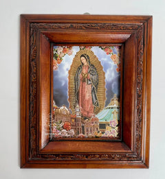 Cuadro Rostro De Jesus Color Nogal Madera De Pino 22x19 Cm Color Nogal