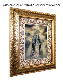 Cuadro Virgen De Los Milagros 45x40 Cm Combinado Oro Y Plata Oro Y Plata