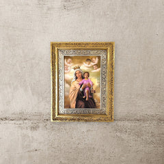 Cuadro Virgen Del Carmen 60x47 Cm Combinado Oro Y Plata Oro Y Plata
