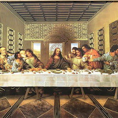 Cuadro De La Ultima Cena D Vinci 60x47 Cm Filos Dorados Combinado Oro Y Plata Oro Y Plata