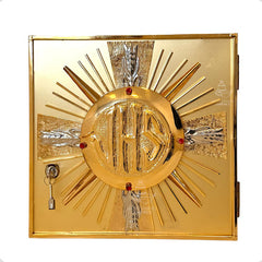 Sagrario Con Expositor De Santísimo Jhs Dorado 30x30 Cm