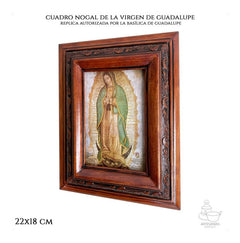 Cuadro De La Virgen De Guadalupe Réplica Autorizada En Nogal De 22x18 Cm