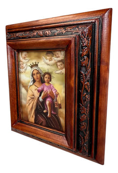 Cuadro Rostro De Jesus Color Nogal Madera De Pino 22x19 Cm Color Nogal