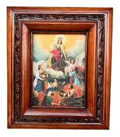 Cuadro Rostro De Jesus Color Nogal Madera De Pino 22x19 Cm Color Nogal