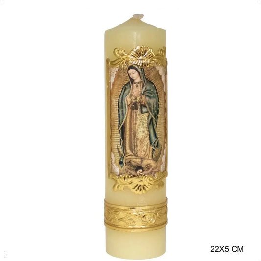 Cirio de oración de cera de la Virgen de Guadalupe, hecho a mano en México