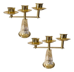 Candeleros De Tres Luces (2 Piezas) Cuadrados Con Pantallas Cruz Y Pez