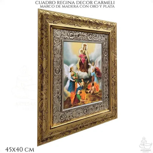 Cuadro de la Virgen del Carmen, 45x40 cm, hecho a mano en México
