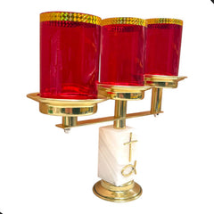 Candeleros De Tres Luces (2 Piezas) Cuadrados Con Pantallas Cruz Y Pez