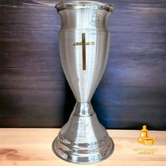 Floreros O Jarrones 50 Cm Iglesia O Capilla Con Cruz Cuello Plateado Tulipán