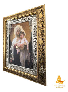 Cuadro Virgen De Las Rosas 60x47 Cm Combinado Oro Y Plata Oro Y Plata