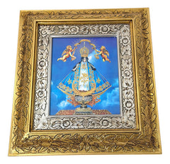 Cuadro De Madera 45x40 Cm Virgen San Juan De Los Lagos Oro Y Plata