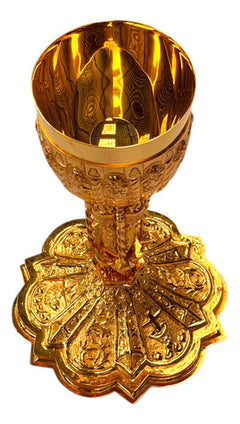 Caliz Barroco Tradicional Para Ordenación Grande Con Patena Dorado