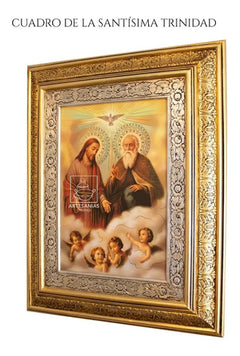 Cuadro De La Santisima Trinidad 60x47 Cm Combinado Oro Y Plata Oro Y Plata