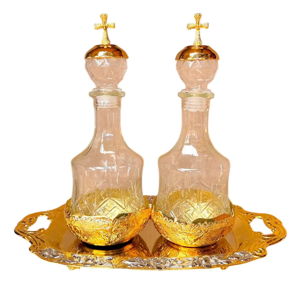Liturgical Altar Cruets Set - Catholic Church Wine & Water