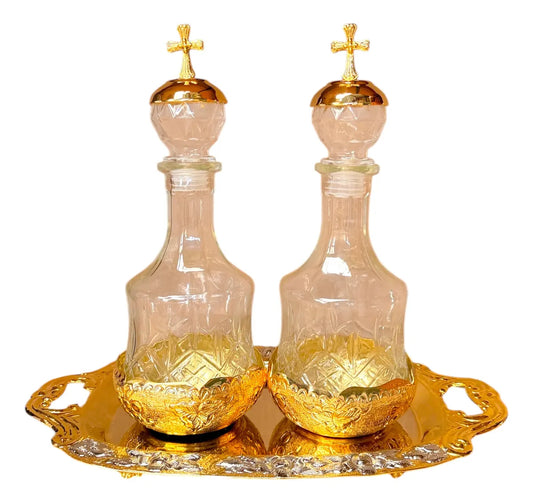 Vinajeras Para Misa Iglesia Católica Juego Litúrgico Altar Rosa Plateada Combinada