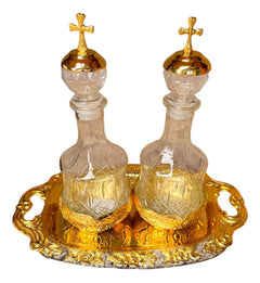 Vinajeras Para Misa Iglesia Católica Juego Litúrgico Altar Rosas Doradas Combinada