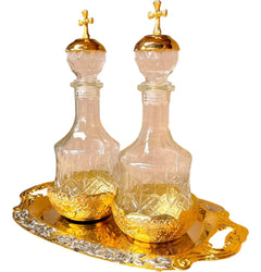 Vinajeras Para Misa Iglesia Católica Juego Litúrgico Altar Rosa Plateada Combinada