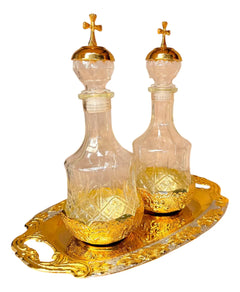 Vinajeras Para Misa Iglesia Católica Juego Litúrgico Altar Rosas Doradas Combinada