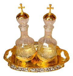 Vinajeras Para Misa Iglesia Católica Juego Litúrgico Altar Rosa Plateada Combinada