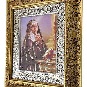 Cuadro De Madera 45x40 Cm Santa Rita Oro Y Plata Oro Plata