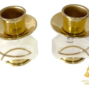 Candeleros De Mesa Para Altar Iglesia Concavo O Triangulo Dorado