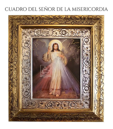 Cuadro Religioso Señor De La Misericordia 45x40 Cm Combinado Oro Y Plata Oro Y Plata Combinado Oro Plata Oro Plata