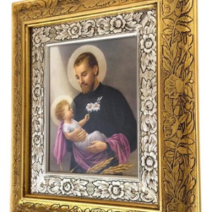 Cuadro De Madera 45x40 Cm San Cayetano De Thiene Oro Y Plata Oro Plata