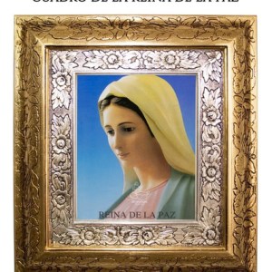 Cuadro De La Reina De La Paz 45x40 Cm Combinado Oro Y Plata Oro Y Plata