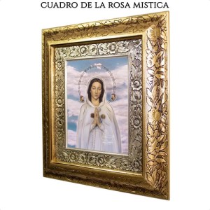 Cuadro Rosa Mistica 45x40 Cm A912 Combinado Oro Y Plata Oro Y Plata