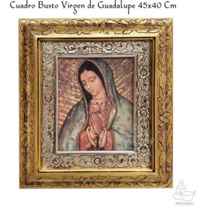Cuadro Busto Virgen De Guadalupe 45x40 Cm A008 Combinado Oro Y Plata Oro Y Plata