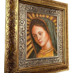 Cuadro Rostro De La Virgen De Guadalupe 45x40 Cm A#1 Vg01 Combinado Oro Y Plata Oro Y Plata