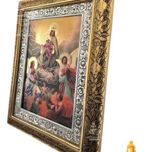 Cuadro Nuestra Señora Del Monte Carmelo 60x47 Cm Combinado Oro Y Plata Oro Y Plata