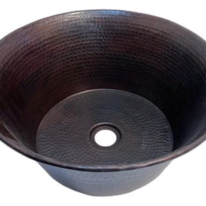 Lavamanos Ovalin Cazo 100% Cobre - Lavabo 41x16 Cm Cobre Patinado Oscuro