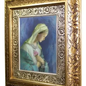 Cuadro Rosa Mistica 45x40 Cm A0903 Combinado Oro Y Plata Oro Y Plata