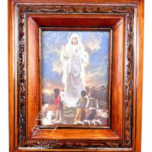 Cuadro Rostro De Jesus Color Nogal Madera De Pino 22x19 Cm Color Nogal