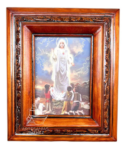 Cuadro Rostro De Jesus Color Nogal Madera De Pino 22x19 Cm Color Nogal