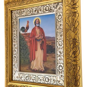 Cuadro De Madera 45x40 Cm San Pedro Oro Y Plata