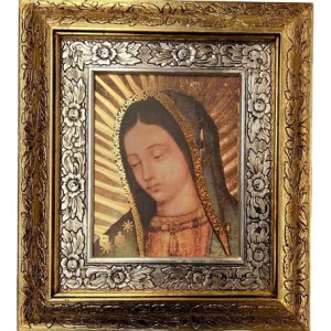 Cuadro Rostro Virgen De Guadalupe Resplandor 45x40 Cm A#1 Combinado Oro Y Plata Oro Y Plata