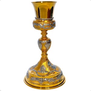 Caliz Para Iglesia O Capilla Con Patena T11 Vaso Sagrado Corona Espinas Y Simbolos