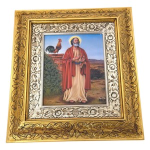 Cuadro De Madera 45x40 Cm San Pedro Oro Y Plata