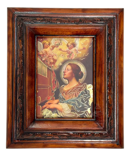 Cuadro Rostro De Jesus Color Nogal Madera De Pino 22x19 Cm Color Nogal