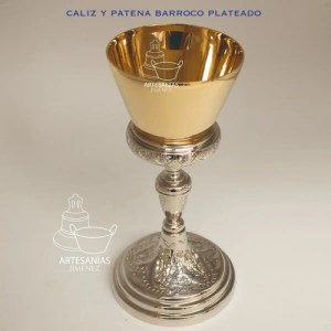 Caliz Y Patena Para Iglesia O Capilla C419 Barroco Plateado