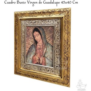 Cuadro Busto Virgen De Guadalupe 45x40 Cm A008 Combinado Oro Y Plata Oro Y Plata