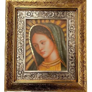 Cuadro Rostro De La Virgen De Guadalupe 45x40 Cm A#1 Vg01 Combinado Oro Y Plata Oro Y Plata